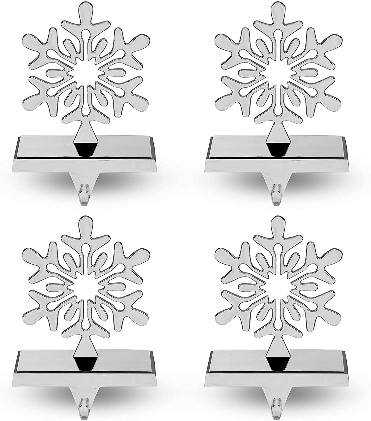 4 Pack Chrome Snowflake Stocking Holders