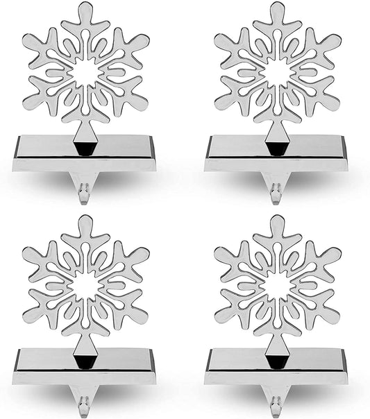 4 Pack Chrome Snowflake Stocking Holders