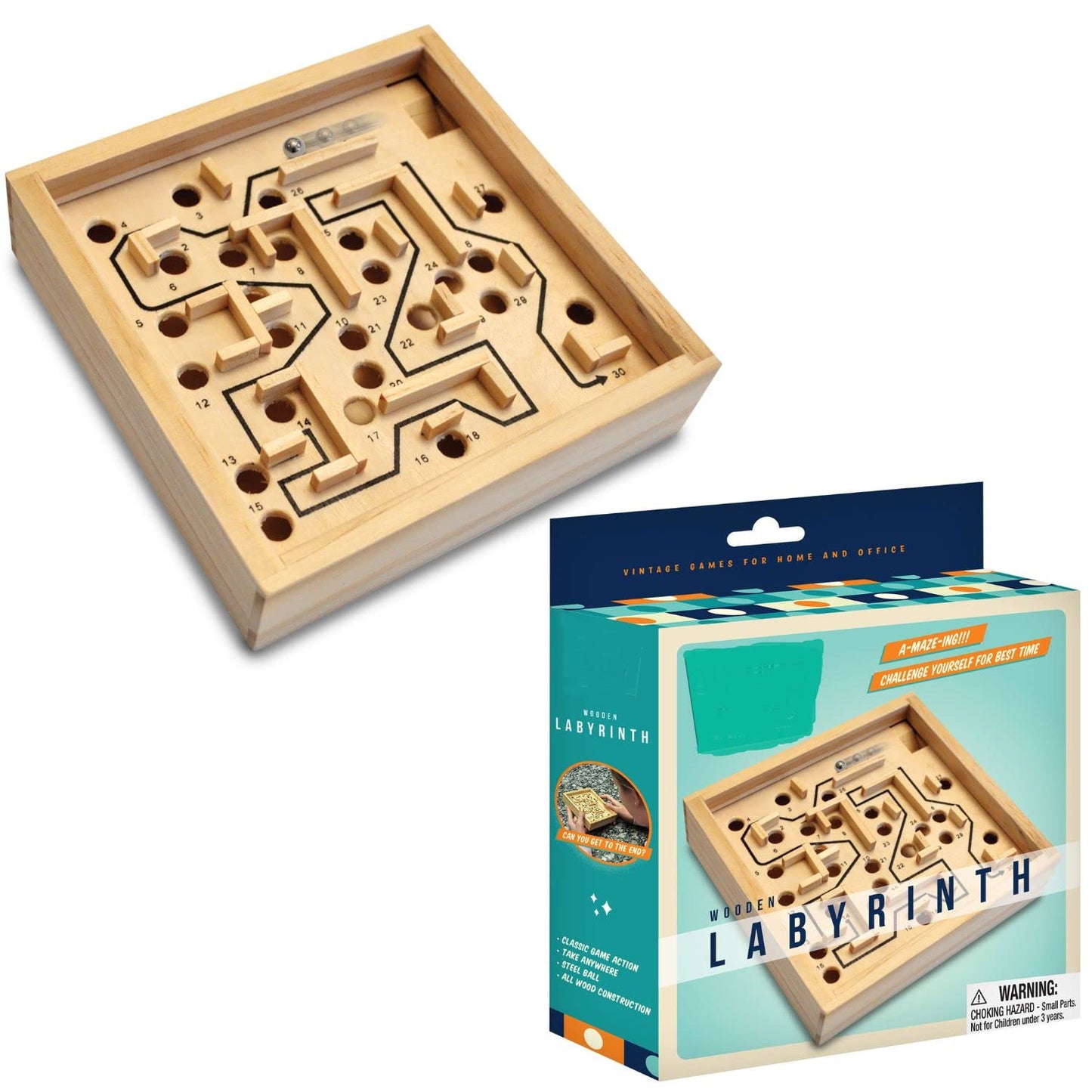 Wooden Labyrinth Board Game - Perfect for A Long Car Ride