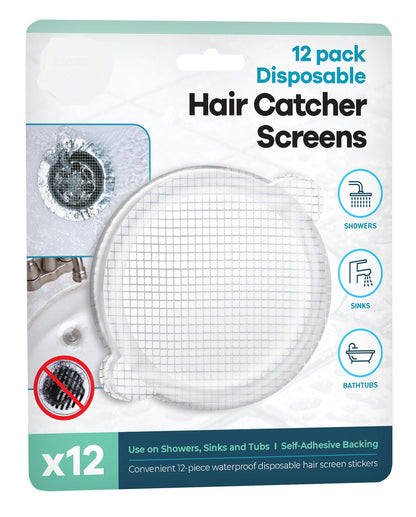 12 Pack Disposable Drain Hair Catcher Screens - Hair Catcher Shower Drain Screens Prevent Clogs in Bathroom Shower Stalls