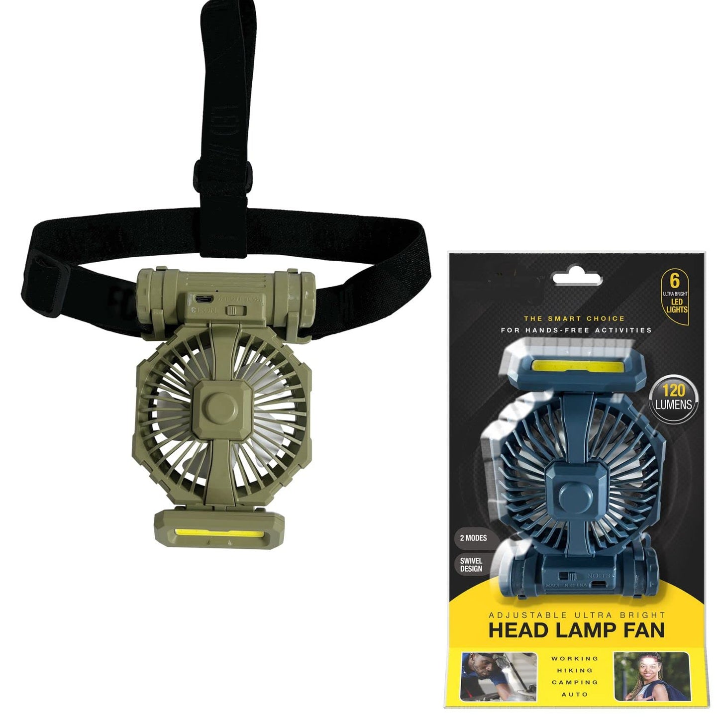 2 in 1 Rechargeable BO Headlamp Flashlight Fan