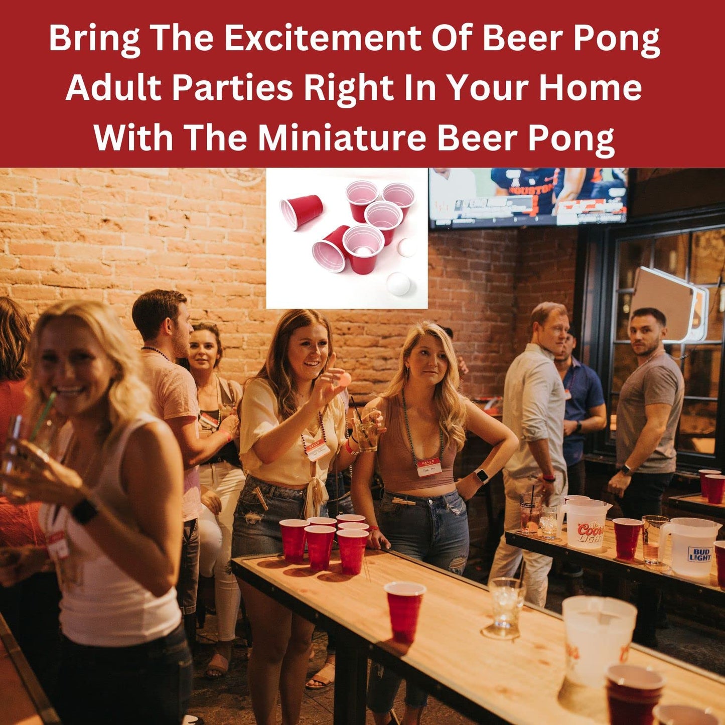 Mini Beer Pong Game - Fun Adult Drinking Games for Adults Only - Mini Beer Pong Set