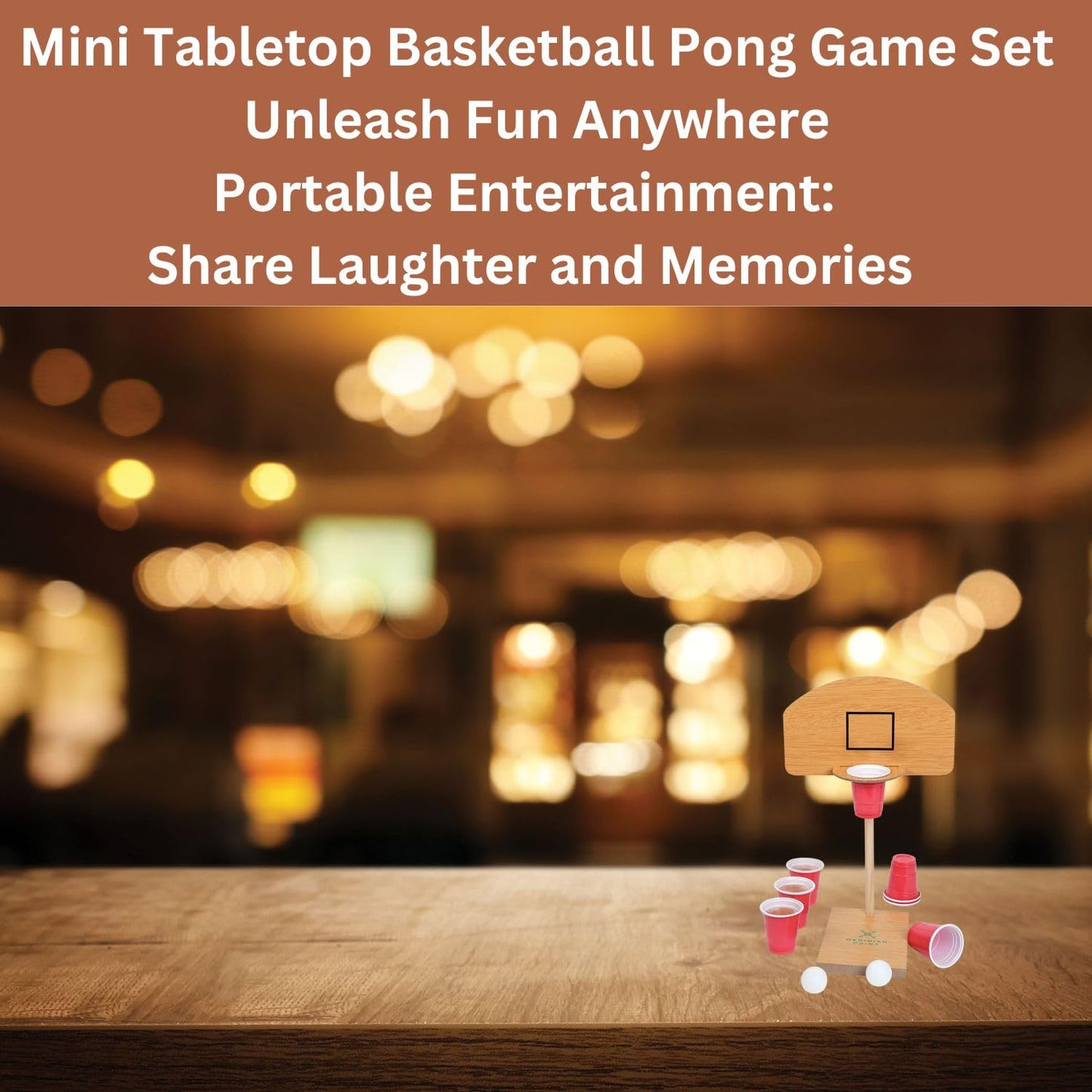 Mini Tabletop Basketball Pong Game Set Desktop Basketball Pong Includes 6 Mini Red Cups