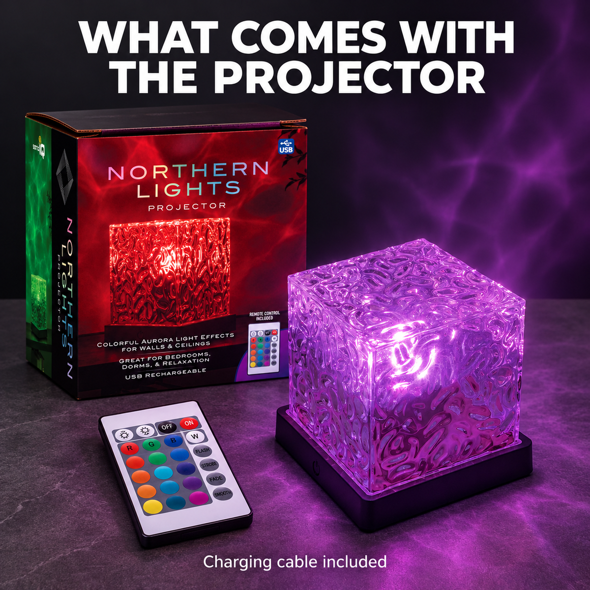 Aurora Northern Lights Projector with Remote Control USB Rechargeable for Bedroom and Dorm Decor