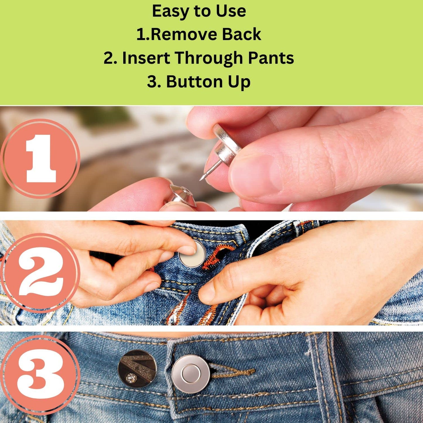 8 Pack Jeans Button Adjuster - Extra Button For Jeans Or Pants Make Tighter Or Bigger