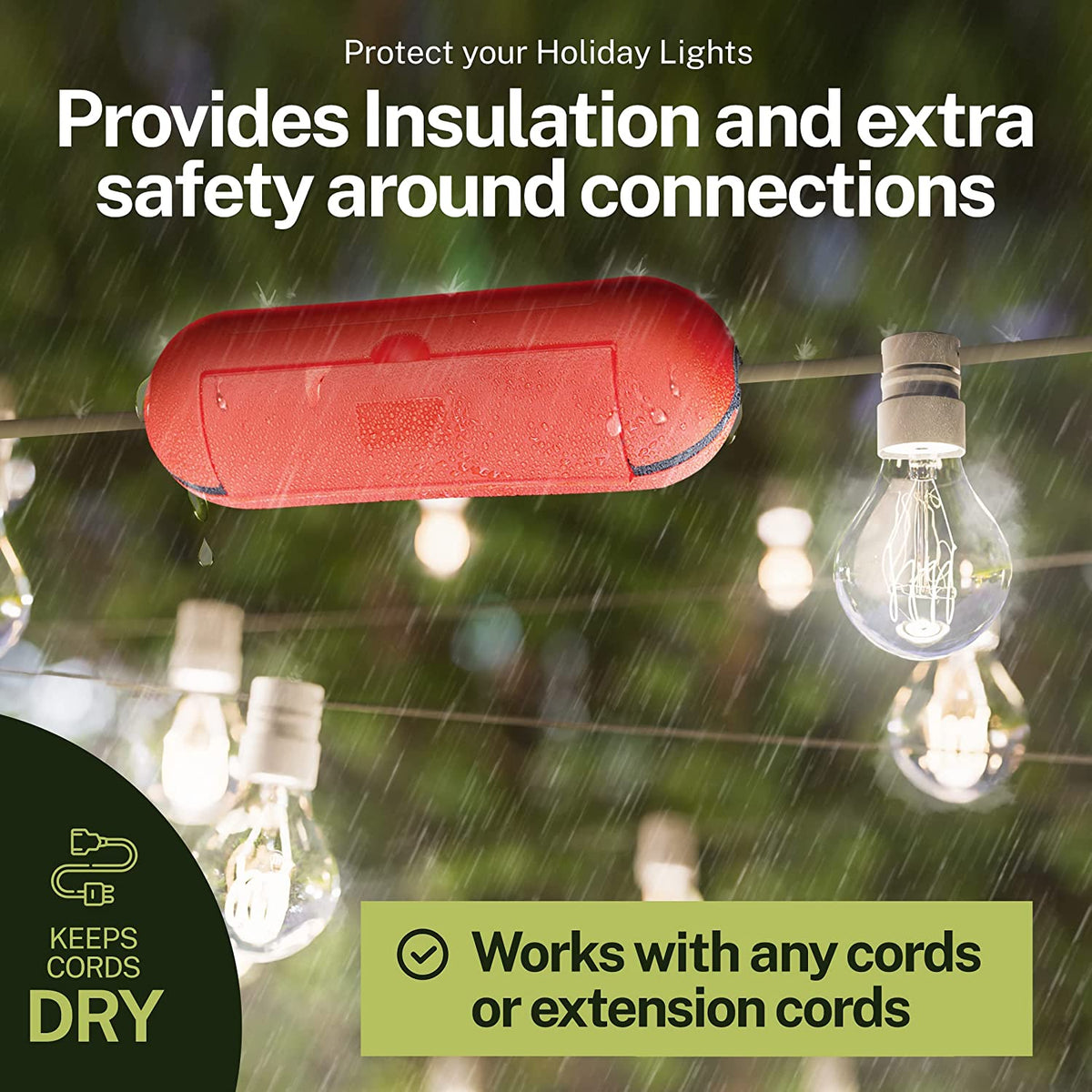Outdoor Extension Cord Cover to Keep Electrical Plugs Dry and Intact (Orange) o r(Green)