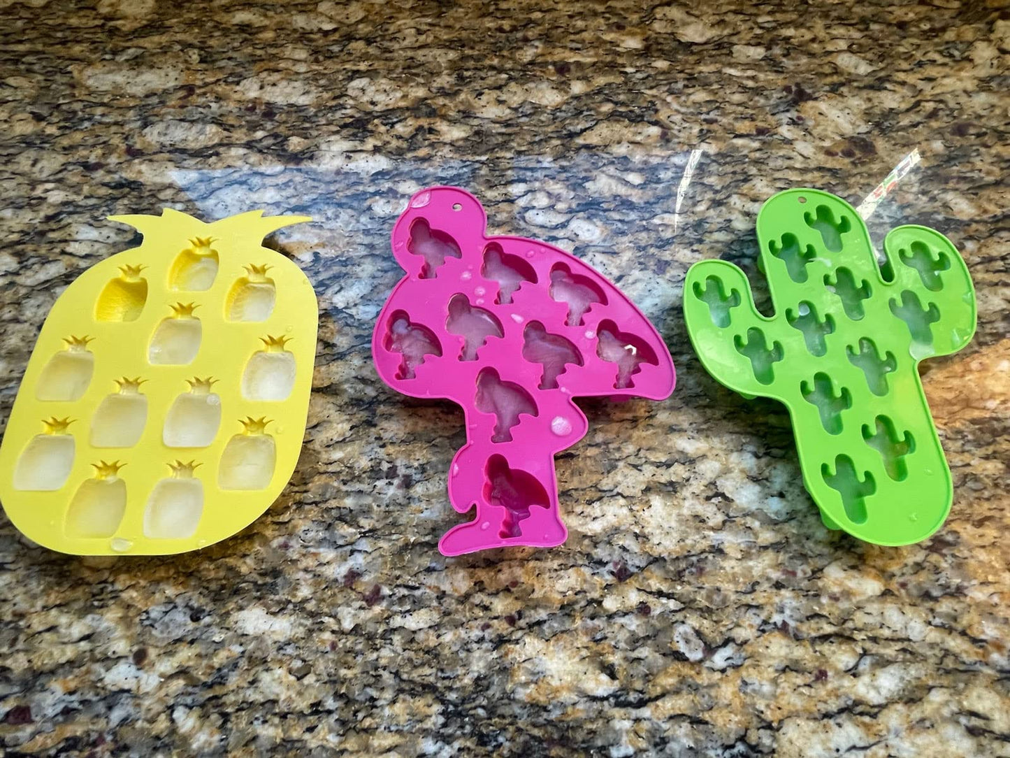 3 Styles Set - Each Style 2 Pk Silicone Ice Mold Assortment (Pineapple, Cactus, Flamingo)-Total 6 Ice Molds