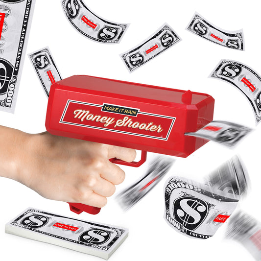 Money Gun Make It Rain - Money Shooter Gun with 100 Play Money Dollar Bills