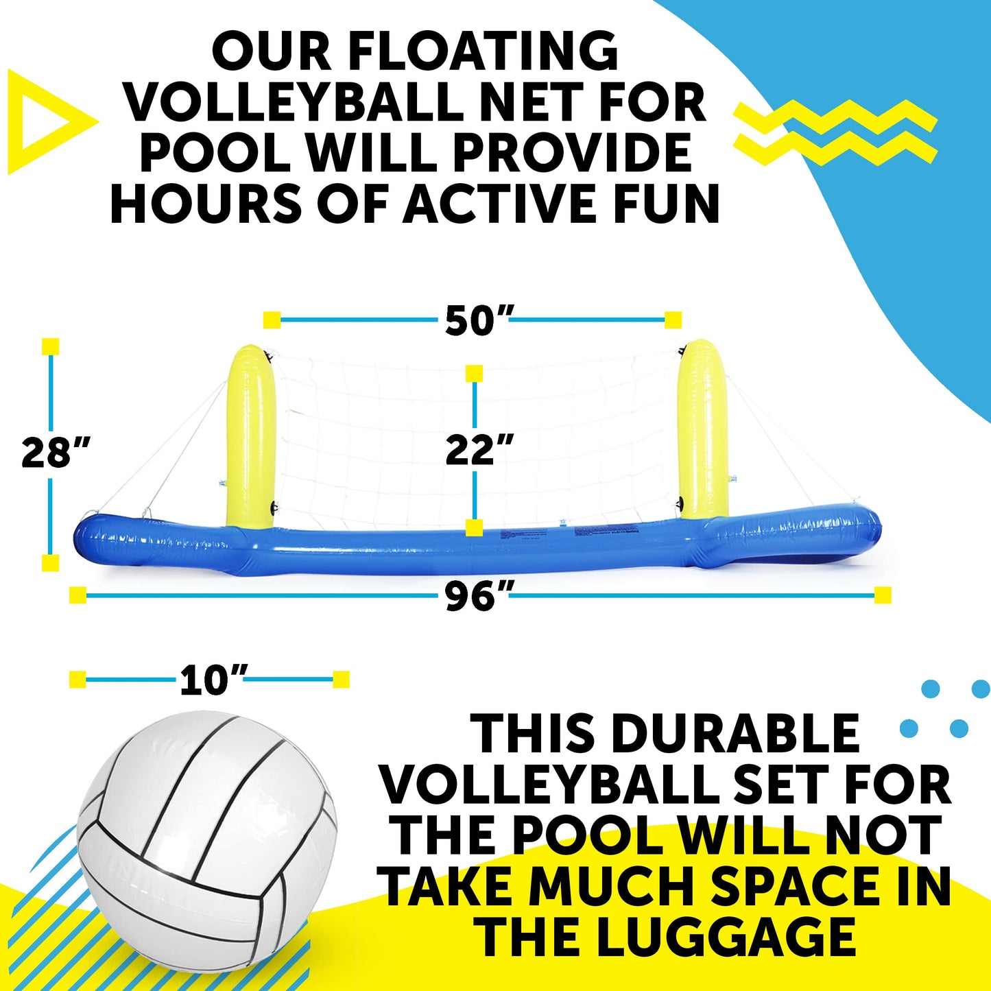 Inflatable Volleyball Net for Pool Easy to Assemble Inflatable Pool Volleyball Game Set