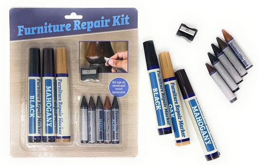 Furniture Repair Kit (Wood Furniture Repair Kit  (3 Markers, 5 Filler Sticks, 1 Sharpener)