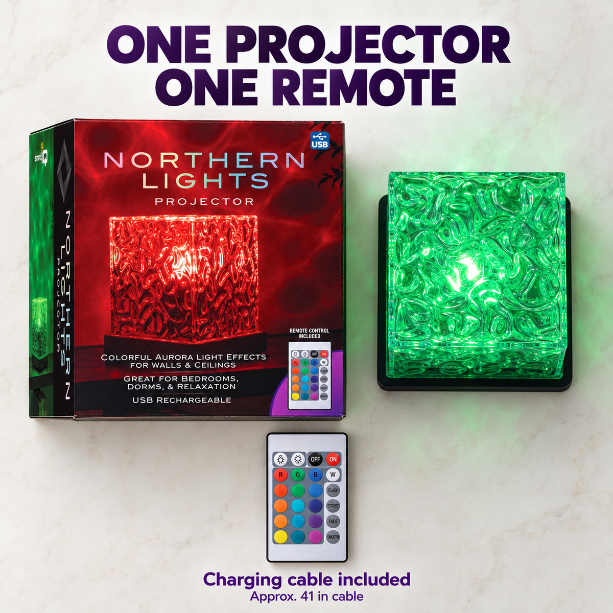 Aurora Northern Lights Projector with Remote Control USB Rechargeable for Bedroom and Dorm Decor
