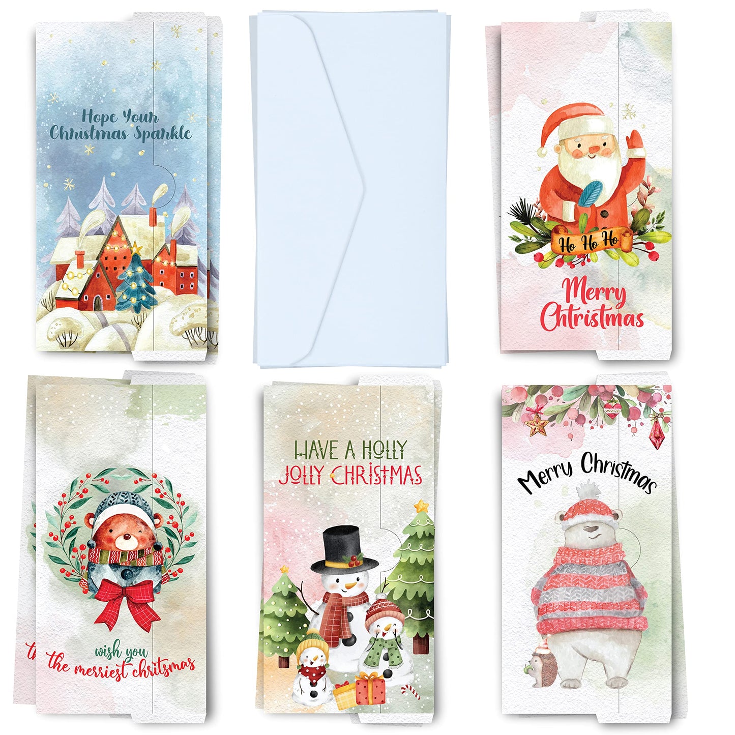30 Pcs Holiday Christmas Money Holder Cards With 30 Envelopes