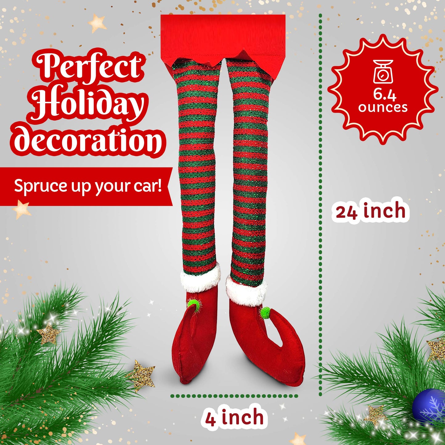 1 Pair Elf Christmas Decorations for Your Vehicle or Fireplace - Hanging Elf Legs for Car Perfect for Holiday Cheer