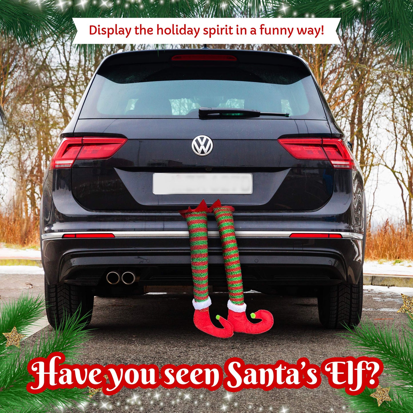 1 Pair Elf Christmas Decorations for Your Vehicle or Fireplace - Hanging Elf Legs for Car Perfect for Holiday Cheer