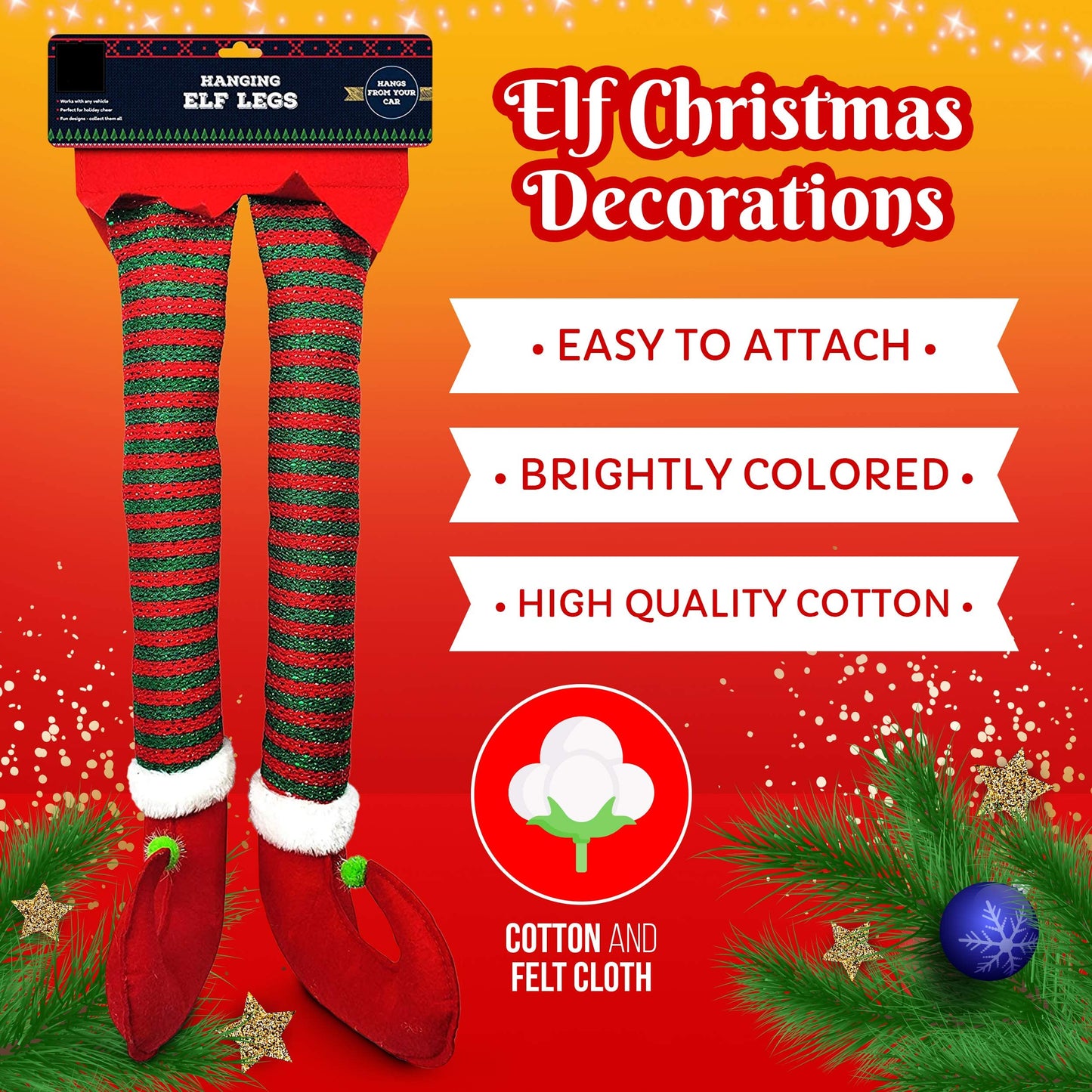 1 Pair Elf Christmas Decorations for Your Vehicle or Fireplace - Hanging Elf Legs for Car Perfect for Holiday Cheer