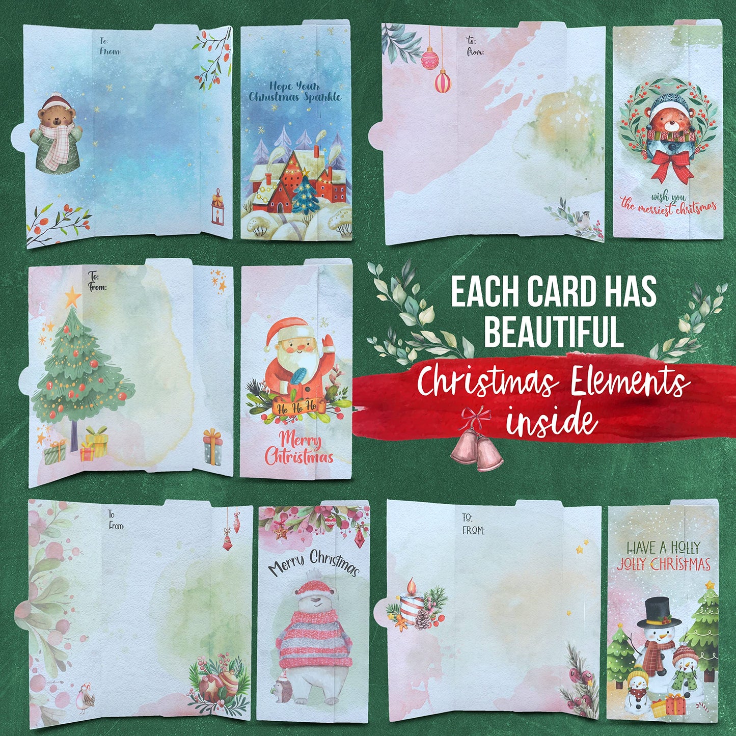 30 Pcs Holiday Christmas Money Holder Cards With 30 Envelopes