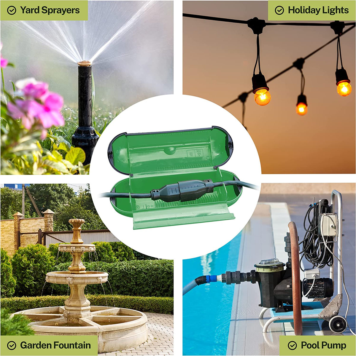 Outdoor Extension Cord Cover to Keep Electrical Plugs Dry and Intact (Orange) o r(Green)