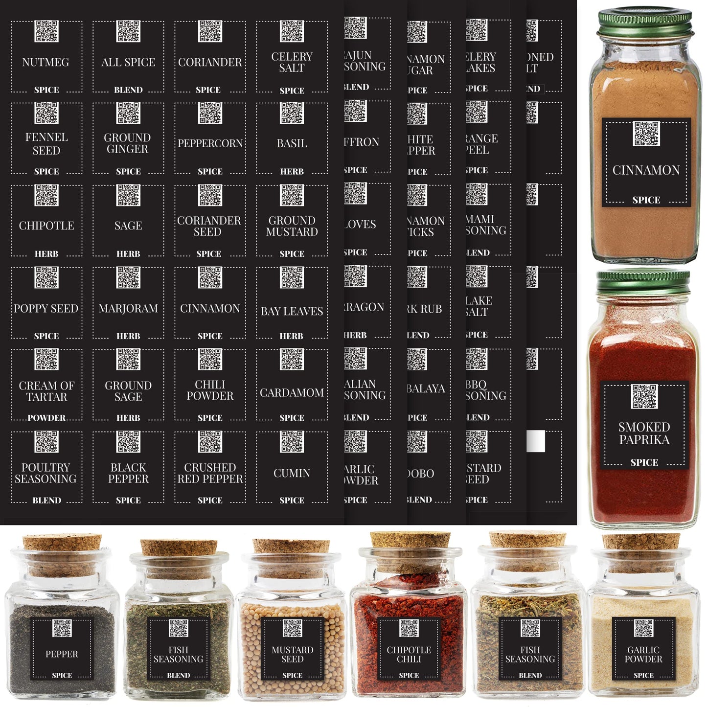 Spices Jar Labels Preprinted - 120 pcs Minimalist Spice Labels Stickers Preprinted