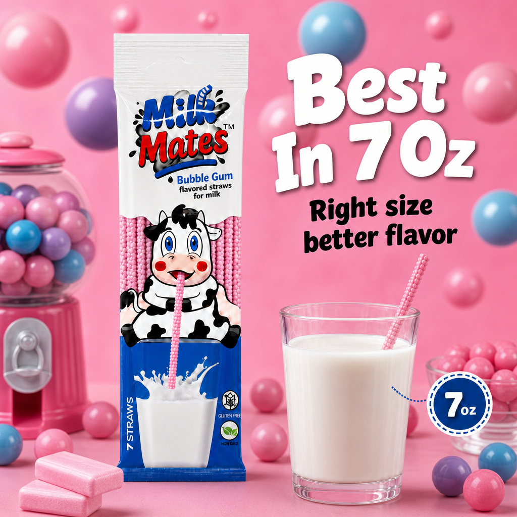 20 Milk Flavoring Straws - 4 Packs Ea 5 Straws Astd Flavors, Chocolate, Strawberry, Cookies & Cream, Fruity Cereal