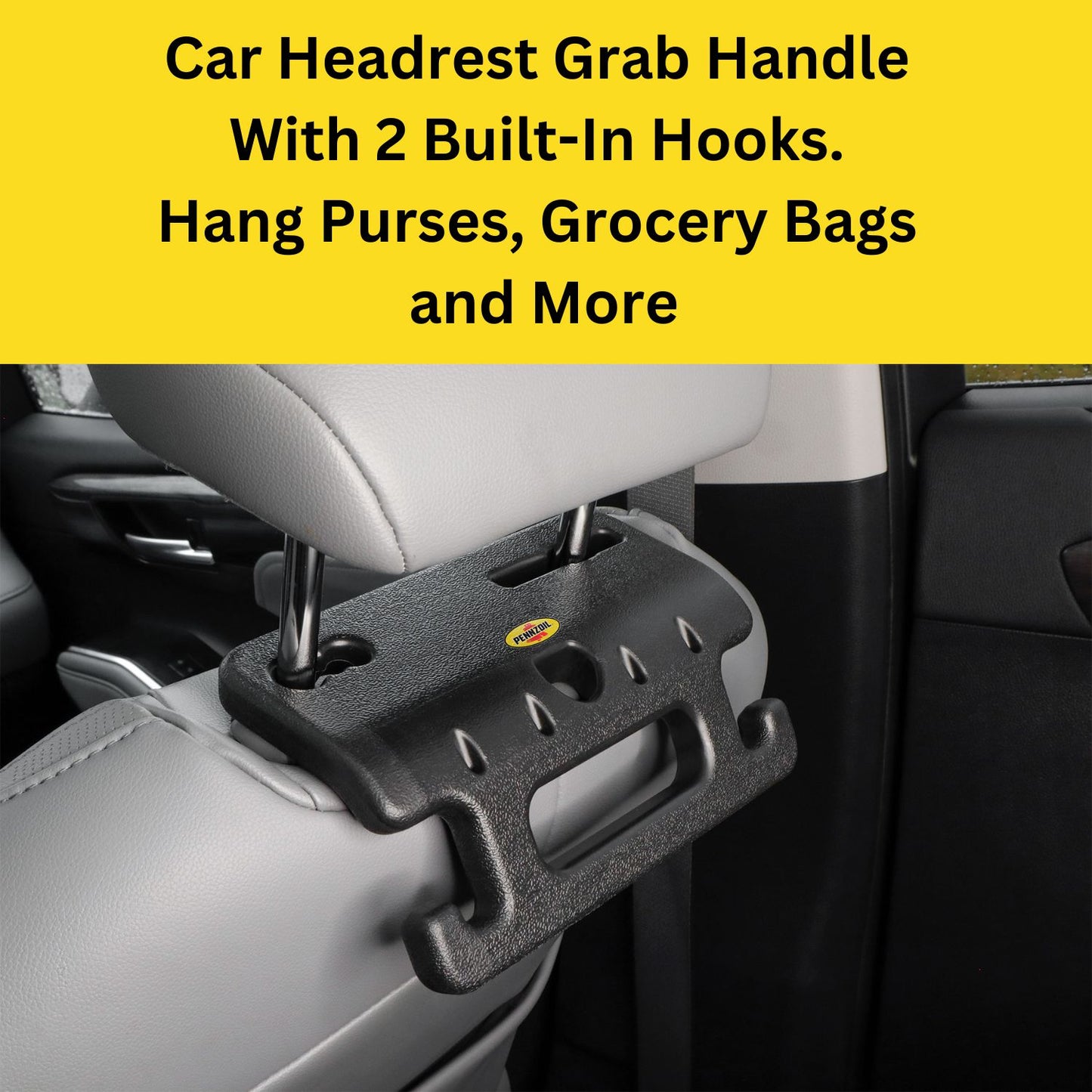 Headrest Car Backseat Grab Handle with 2 Headrest Hooks For Car - Purse Hook