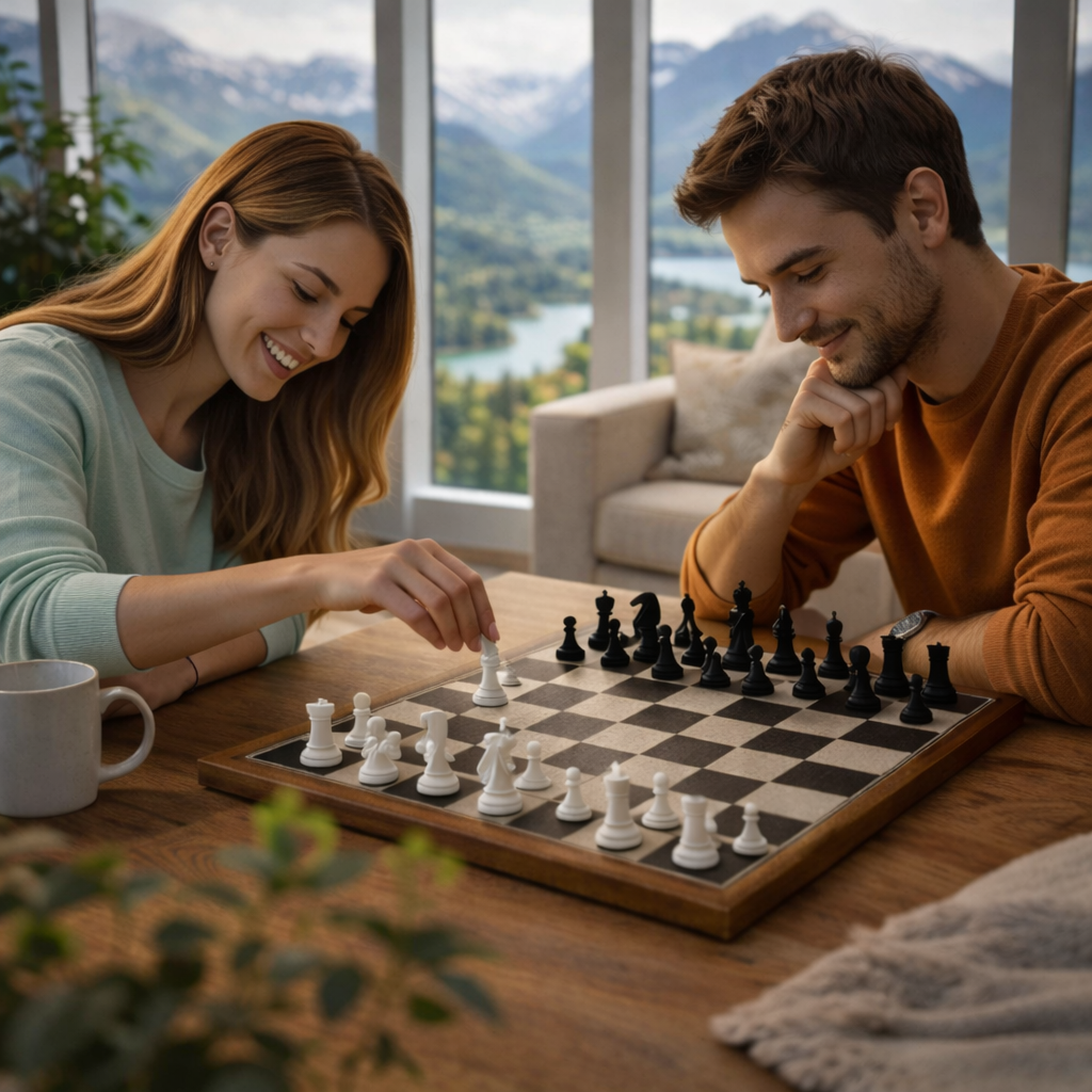 Wooden Desktop Chess Board Game