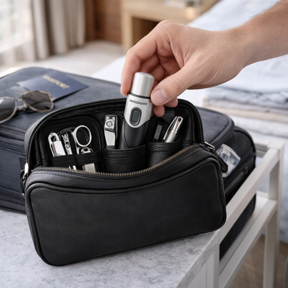 Stainless Steel Manicure Set and Nose Trimmer - 9 Pcs Set