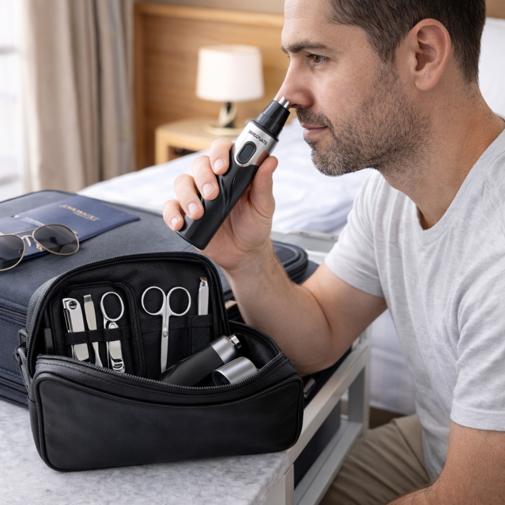 Stainless Steel Manicure Set and Nose Trimmer - 9 Pcs Set