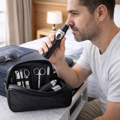 Stainless Steel Manicure Set and Nose Trimmer - 9 Pcs Set