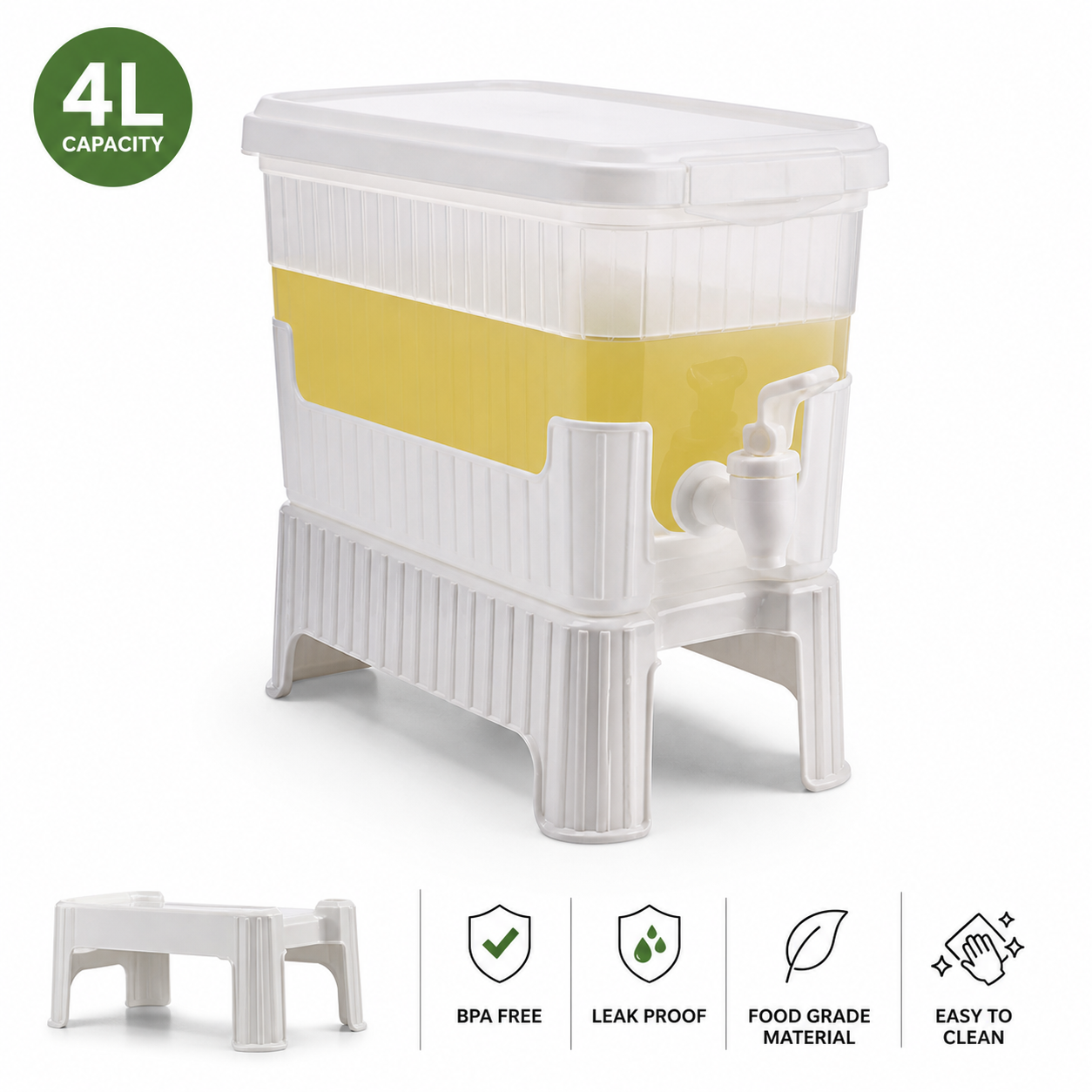4L BPA Free Drink Dispenser w/ Spigot Fridge Juice Water Container