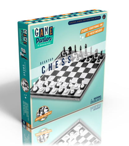 Wooden Desktop Chess Set 9.25x9.25 Real Wood Board Family Game Night