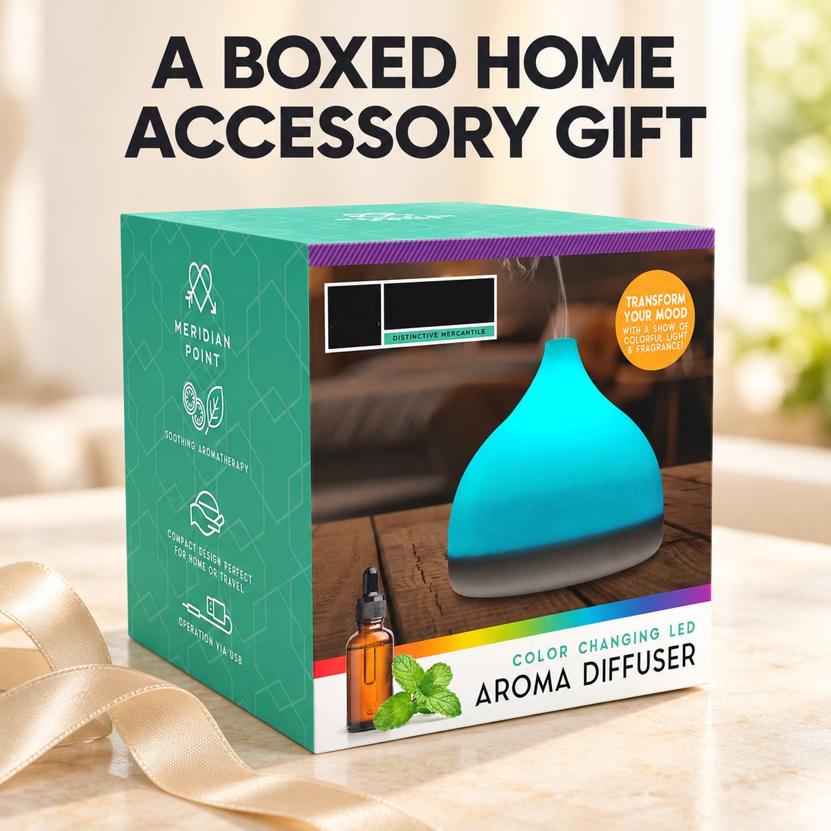 USB Powered LED Color Changing Essential Oil Aroma Diffuser with USB Cable and Absorbing Pads