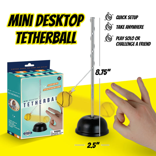Mini Desktop Tetherball Game Set Vintage Desk Game - Fun and Nostalgic Tabletop Toy Boredom Buster for Kids and Work Stress Relief for Adults