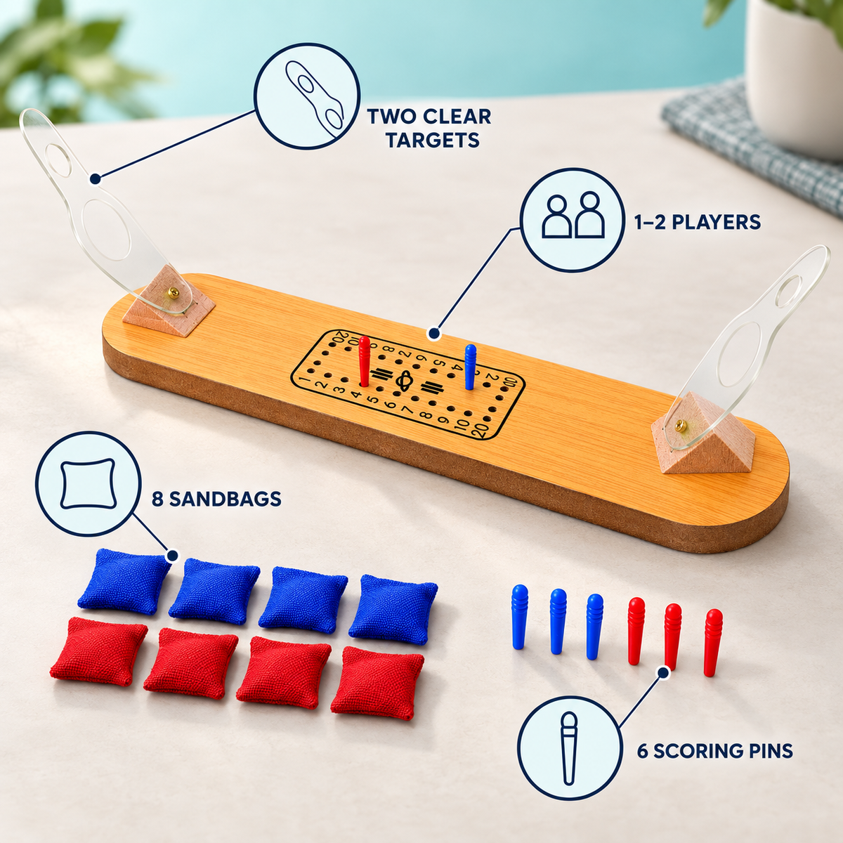 Wooden Sandbag Toss Game for Kids and Adults - Sandbag Target Toy Great for Relieving Stress at Work and School