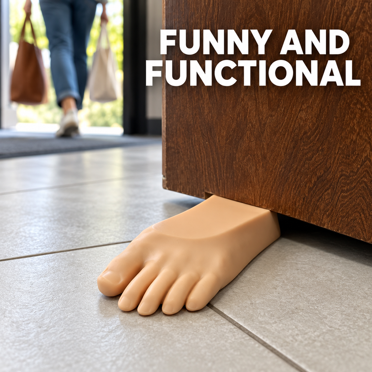 Foot Shaped Door Stop for a Playful Entryway. Funny Hilarious and Functional