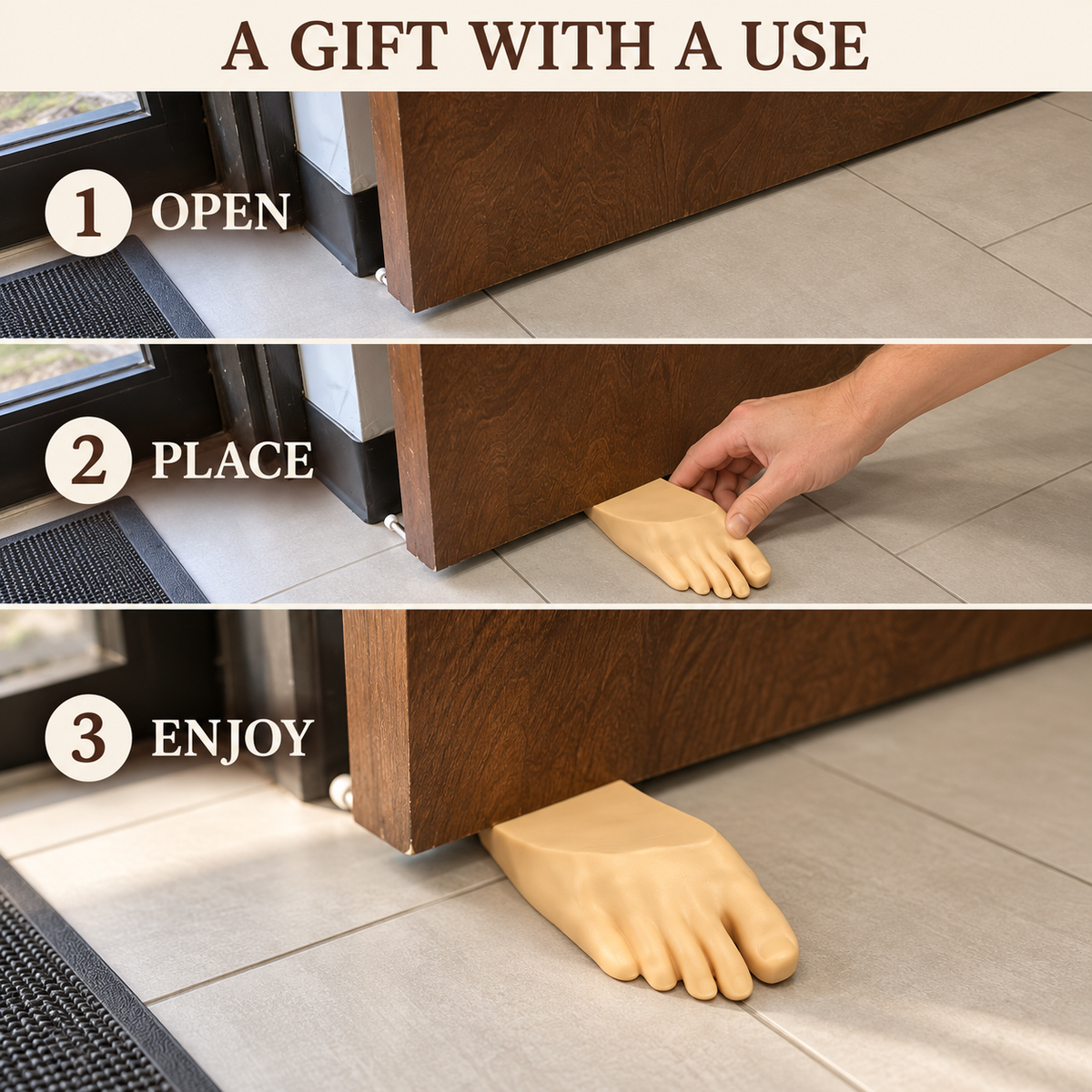 Foot Shaped Door Stop for a Playful Entryway. Funny Hilarious and Functional