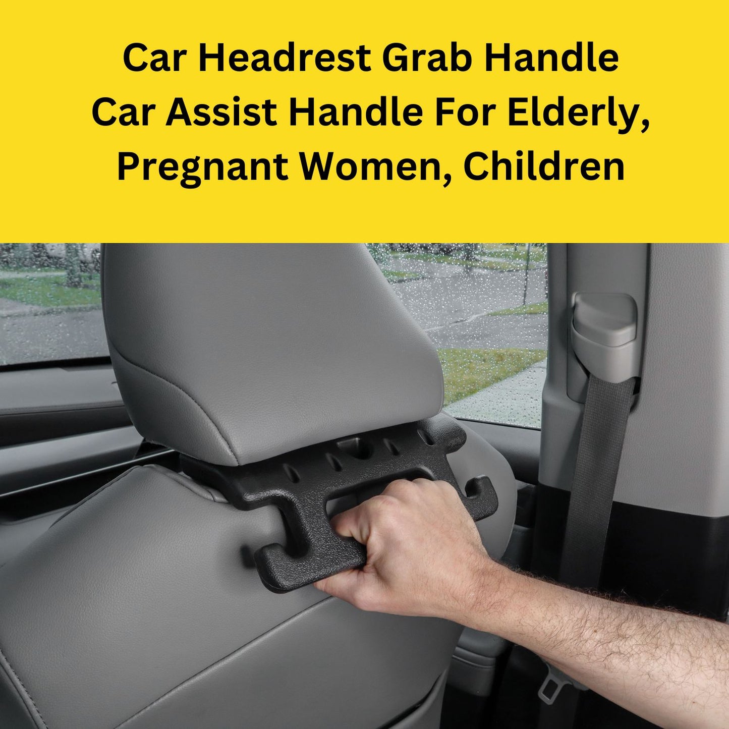 Headrest Car Backseat Grab Handle with 2 Headrest Hooks For Car - Purse Hook