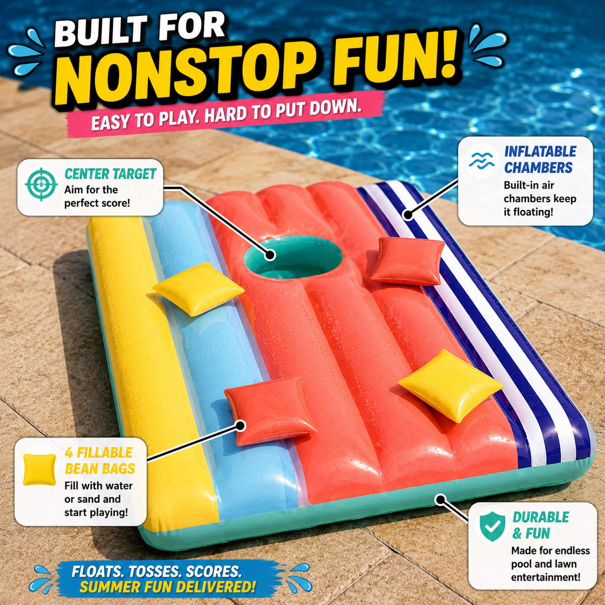 Inflatable Bean Bag Toss Game â€“ Floating or Ground Fun for All Ages