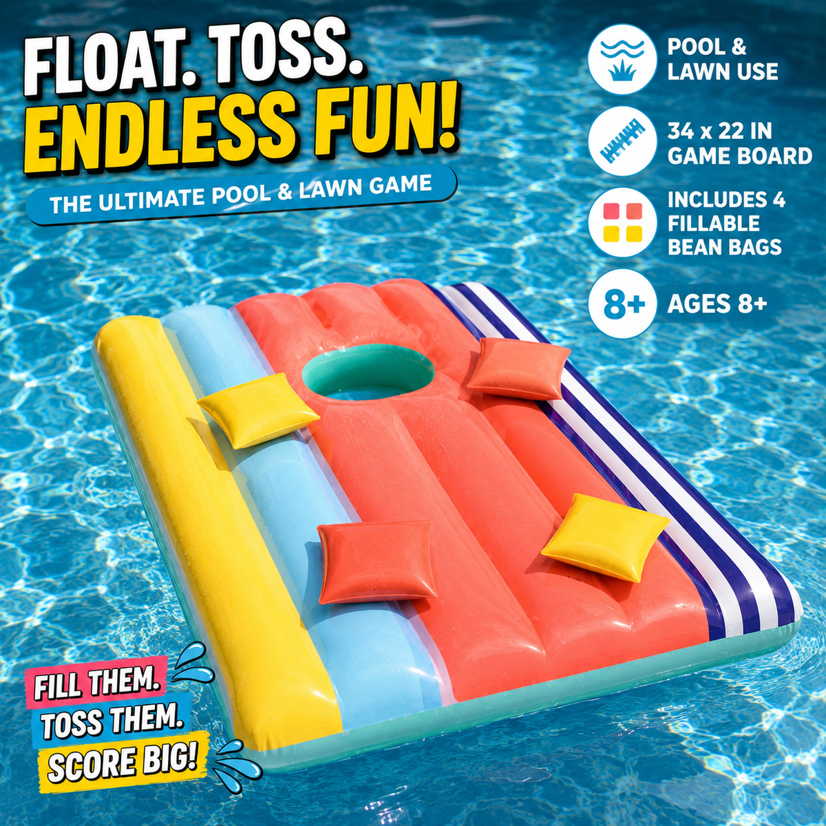 Inflatable Bean Bag Toss Game â€“ Floating or Ground Fun for All Ages