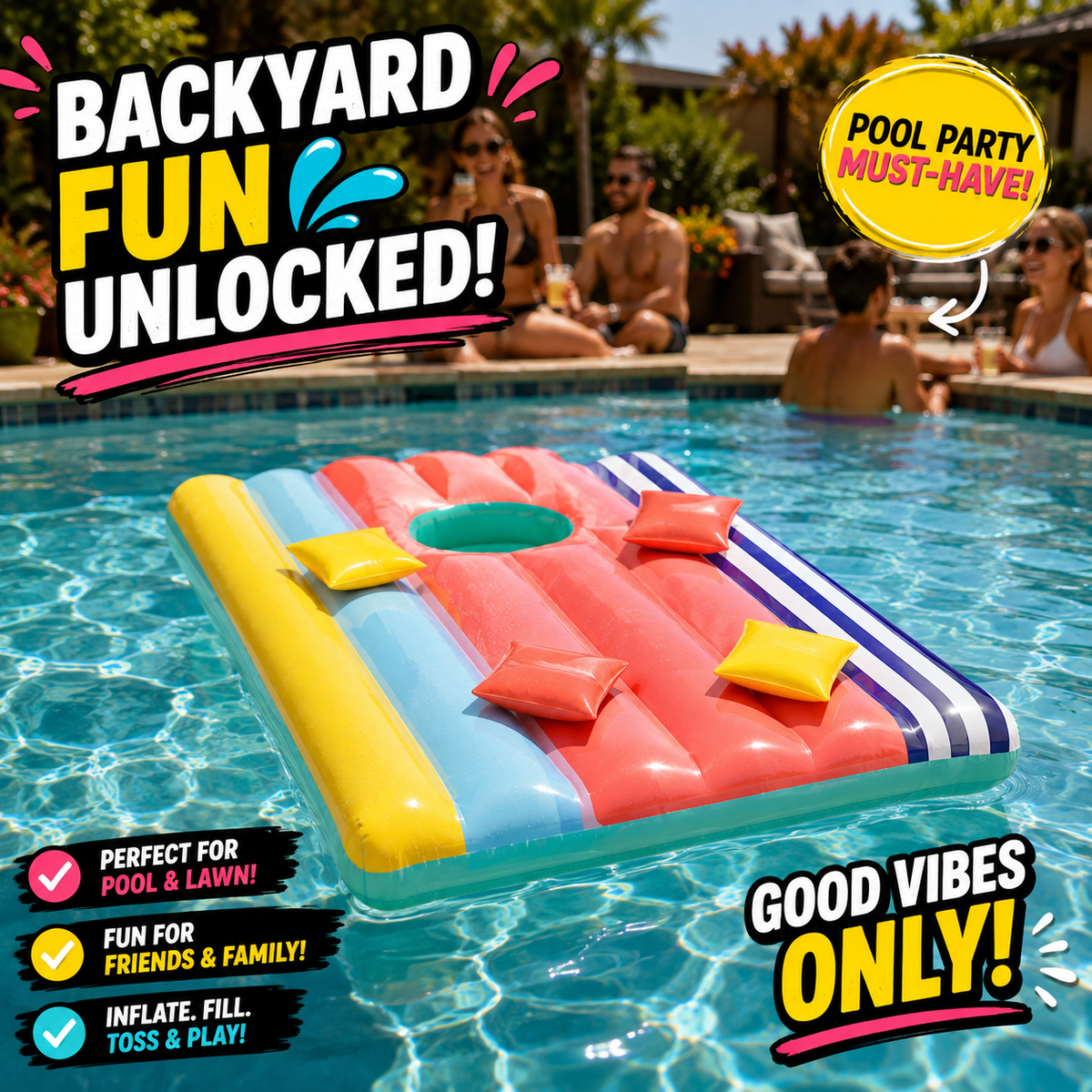 Inflatable Bean Bag Toss Game â€“ Floating or Ground Fun for All Ages