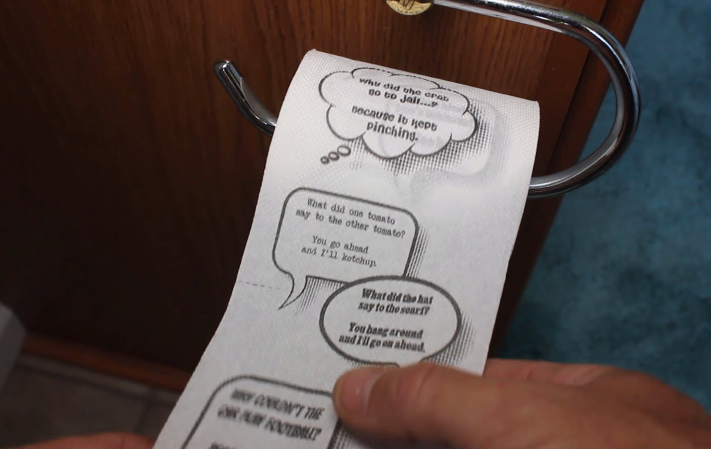 Jokes Toilet Paper with up to 19 Jokes and Riddles. Makes Downtime Pass With Laughter and Joy