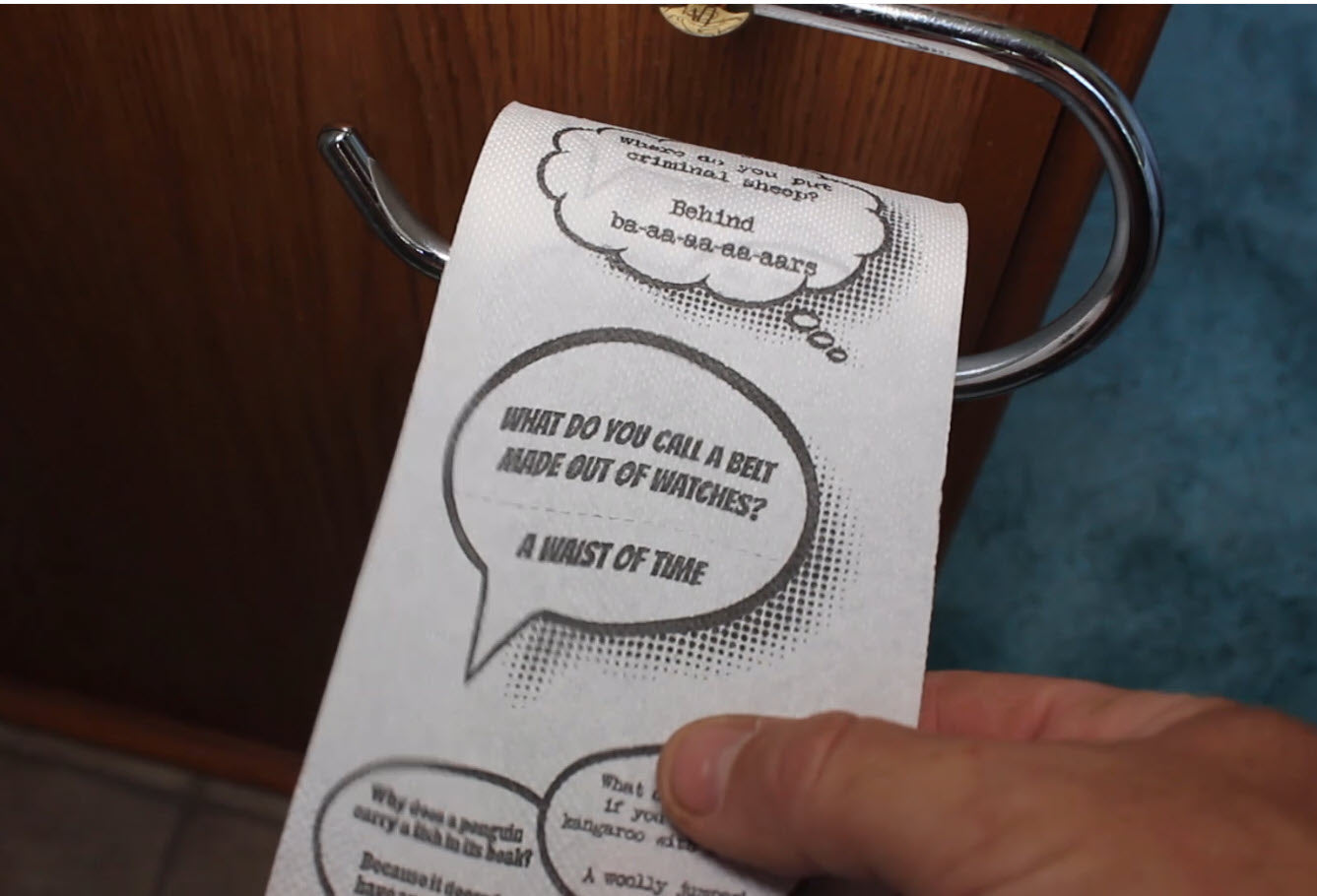 Jokes Toilet Paper with up to 19 Jokes and Riddles. Makes Downtime Pass With Laughter and Joy