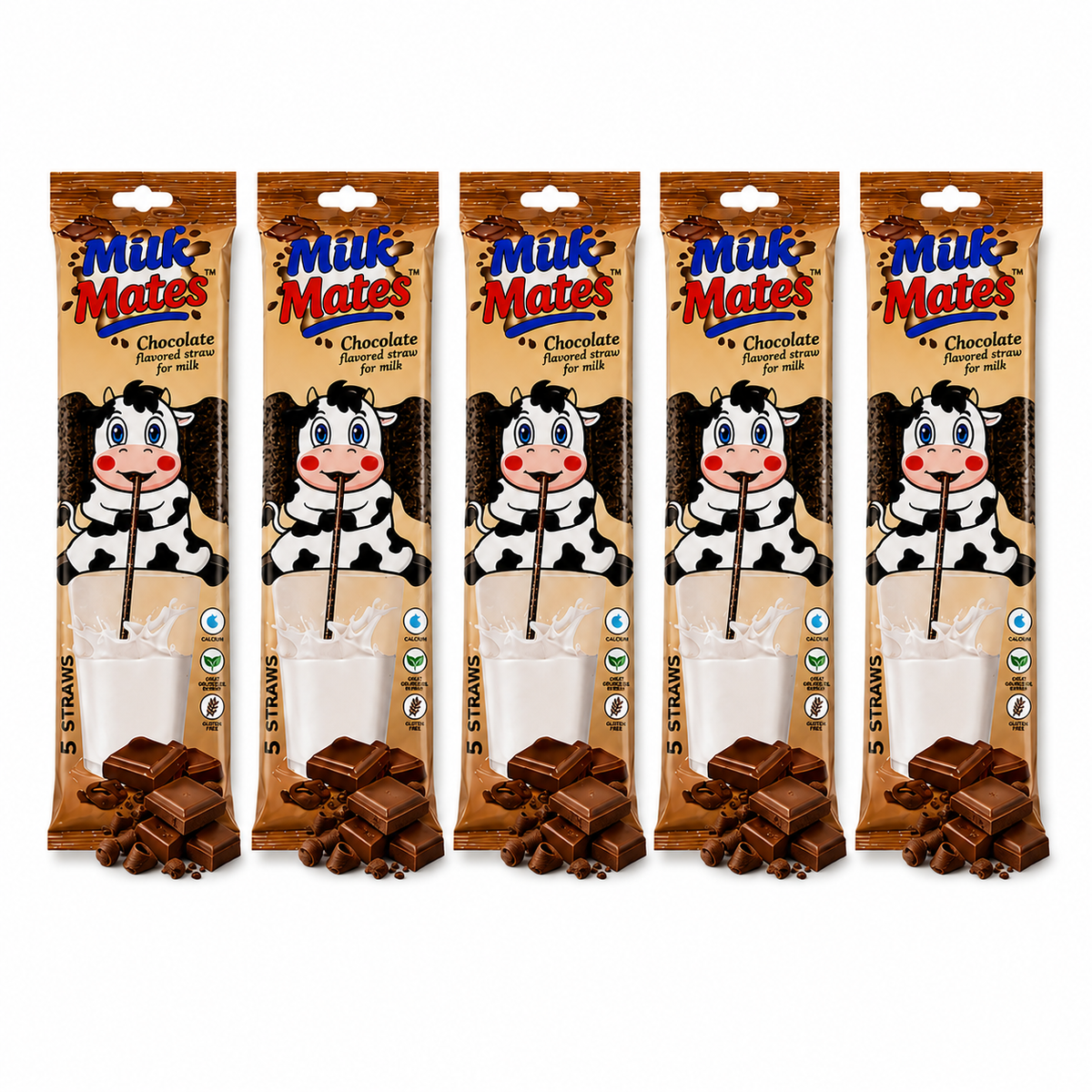 25 Milk Flavoring Straws Assorted 5 Flavors for 7 Oz Milk, 5 Packs