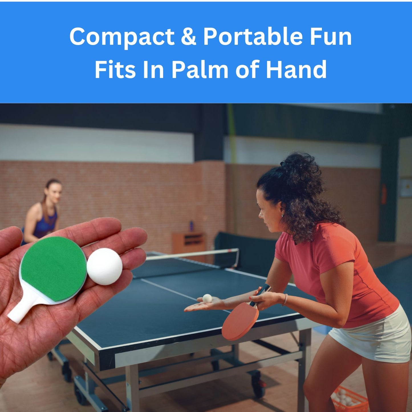 Mini Tabletop Ping Pong Set, Desktop Table Tennis Set with 2 Mini Tennis Rackets