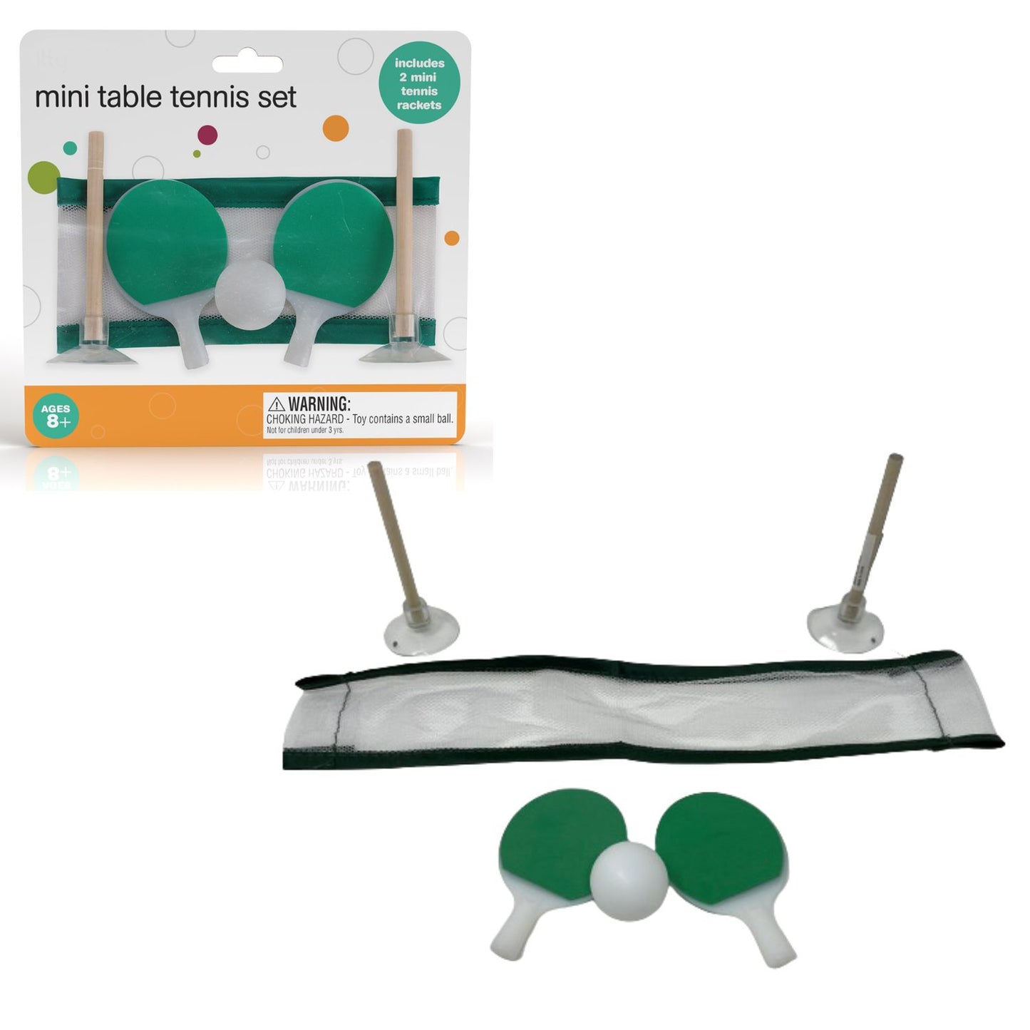 Mini Tabletop Ping Pong Set, Desktop Table Tennis Set with 2 Mini Tennis Rackets