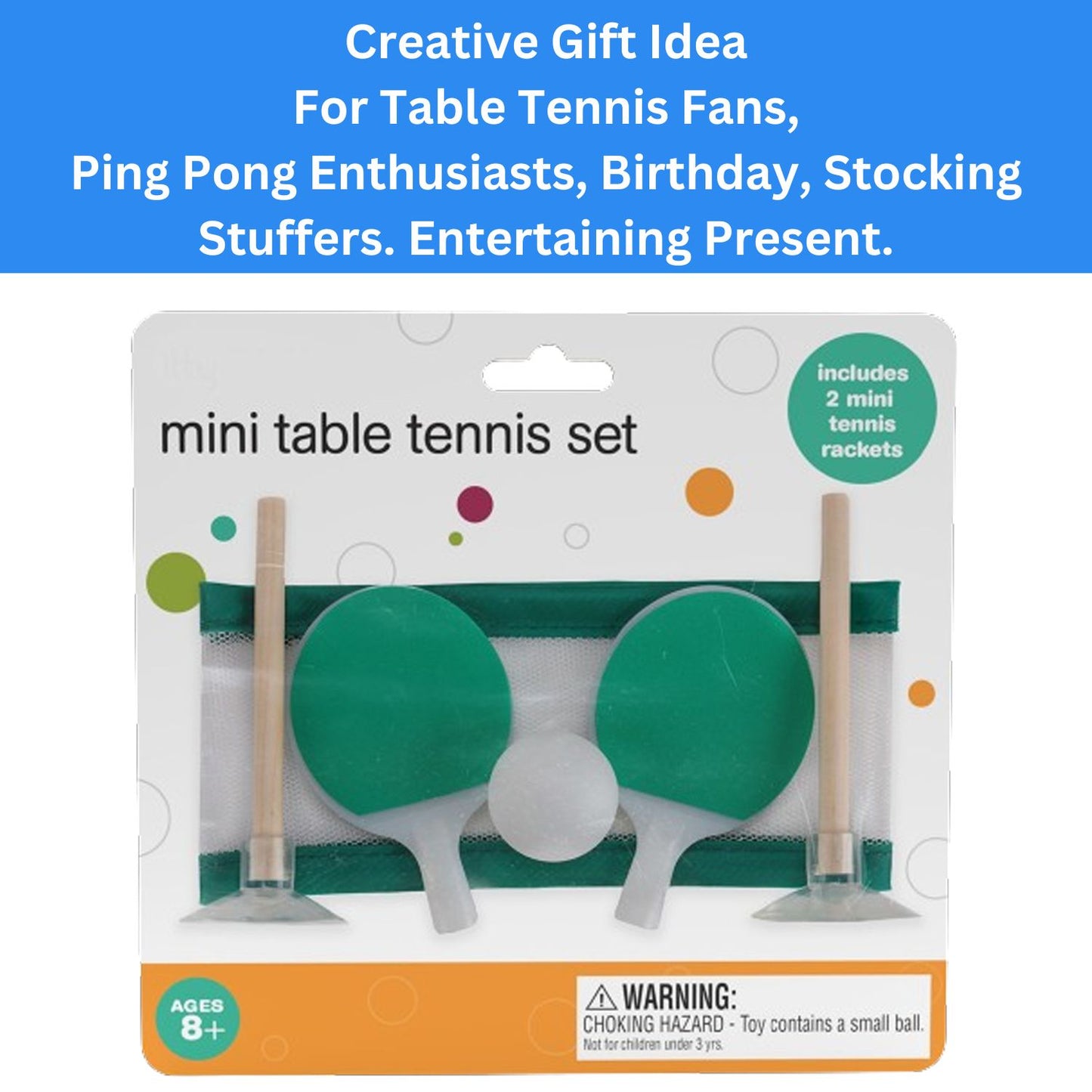Mini Tabletop Ping Pong Set, Desktop Table Tennis Set with 2 Mini Tennis Rackets