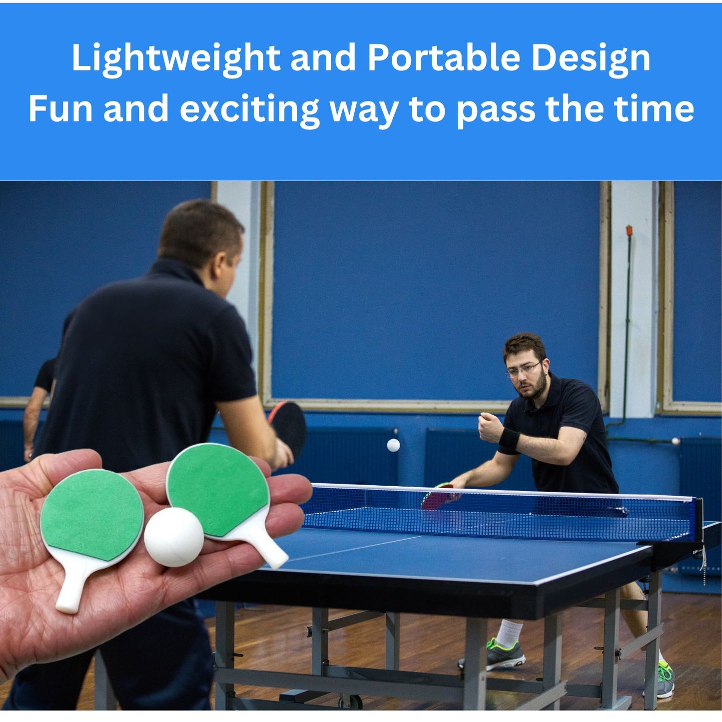 Mini Tabletop Ping Pong Set, Desktop Table Tennis Set with 2 Mini Tennis Rackets