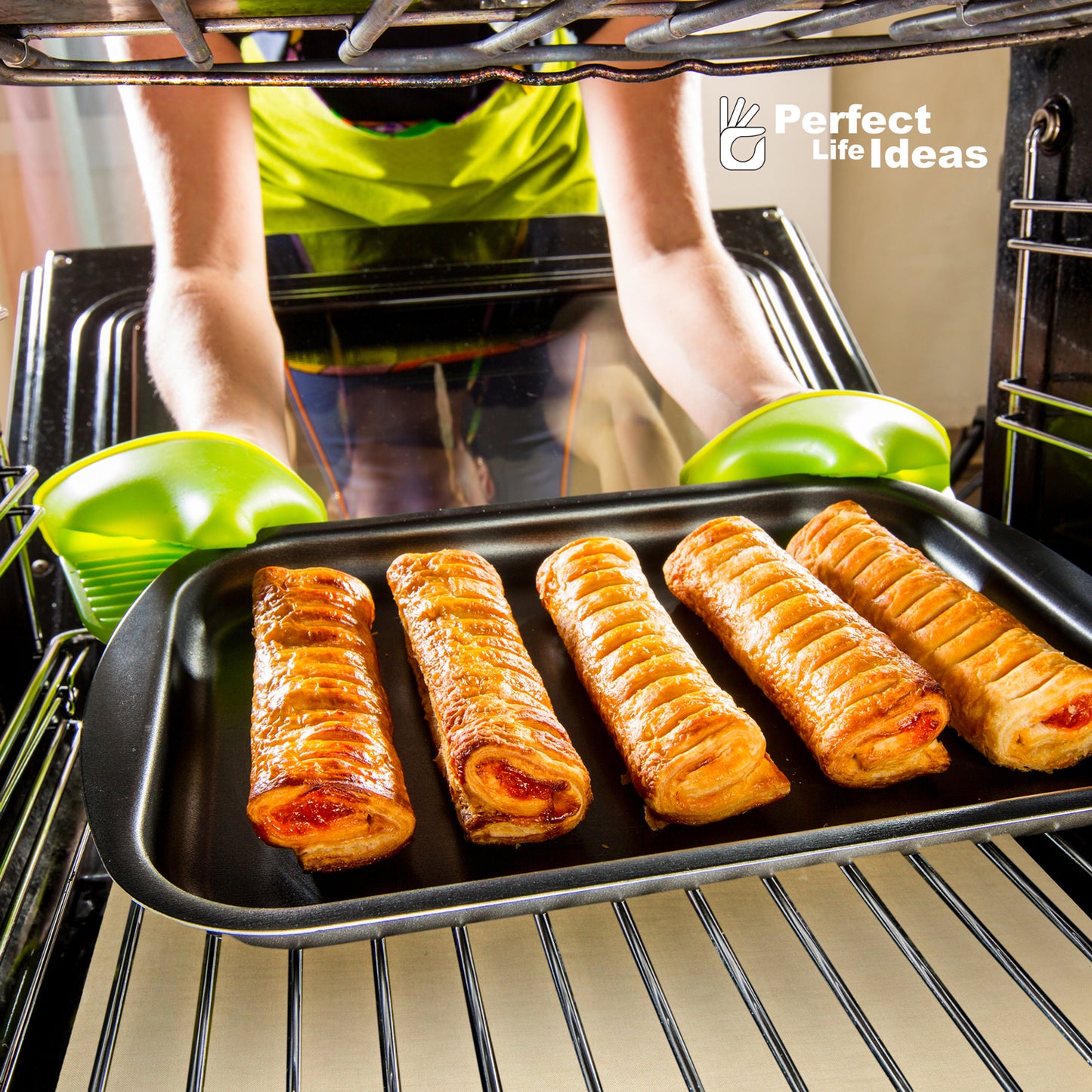 Non Stick Oven Spill Guard Stops Food Drippings Fall on Oven Floor, Forget Scrubbing Cleaning Messy Ovens, Re-sizable