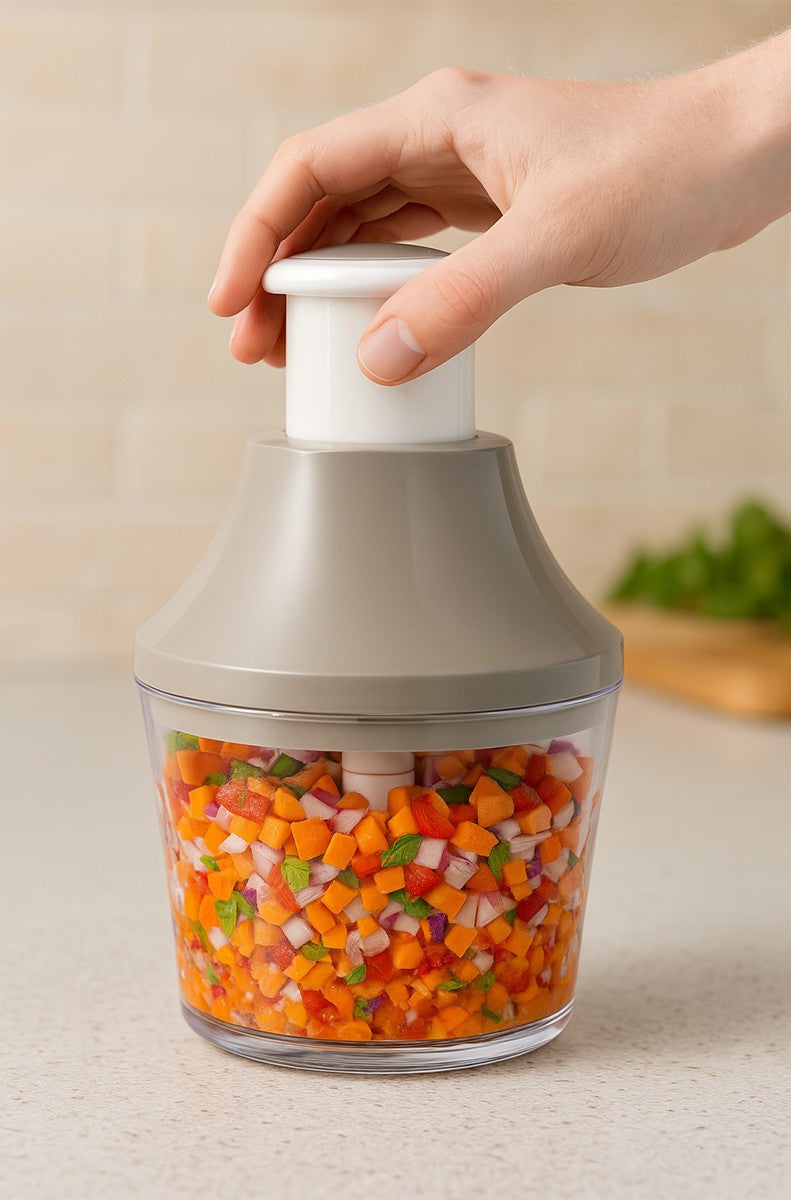 700ml Manual Press Vegetable Chopper with Container Onion Nut Food Cutter