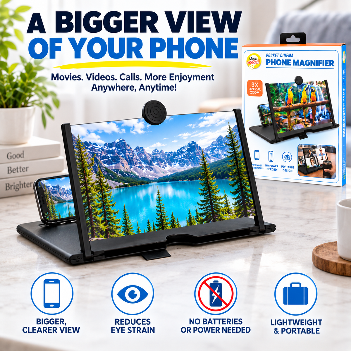 Foldable 3X Phone Screen Magnifier