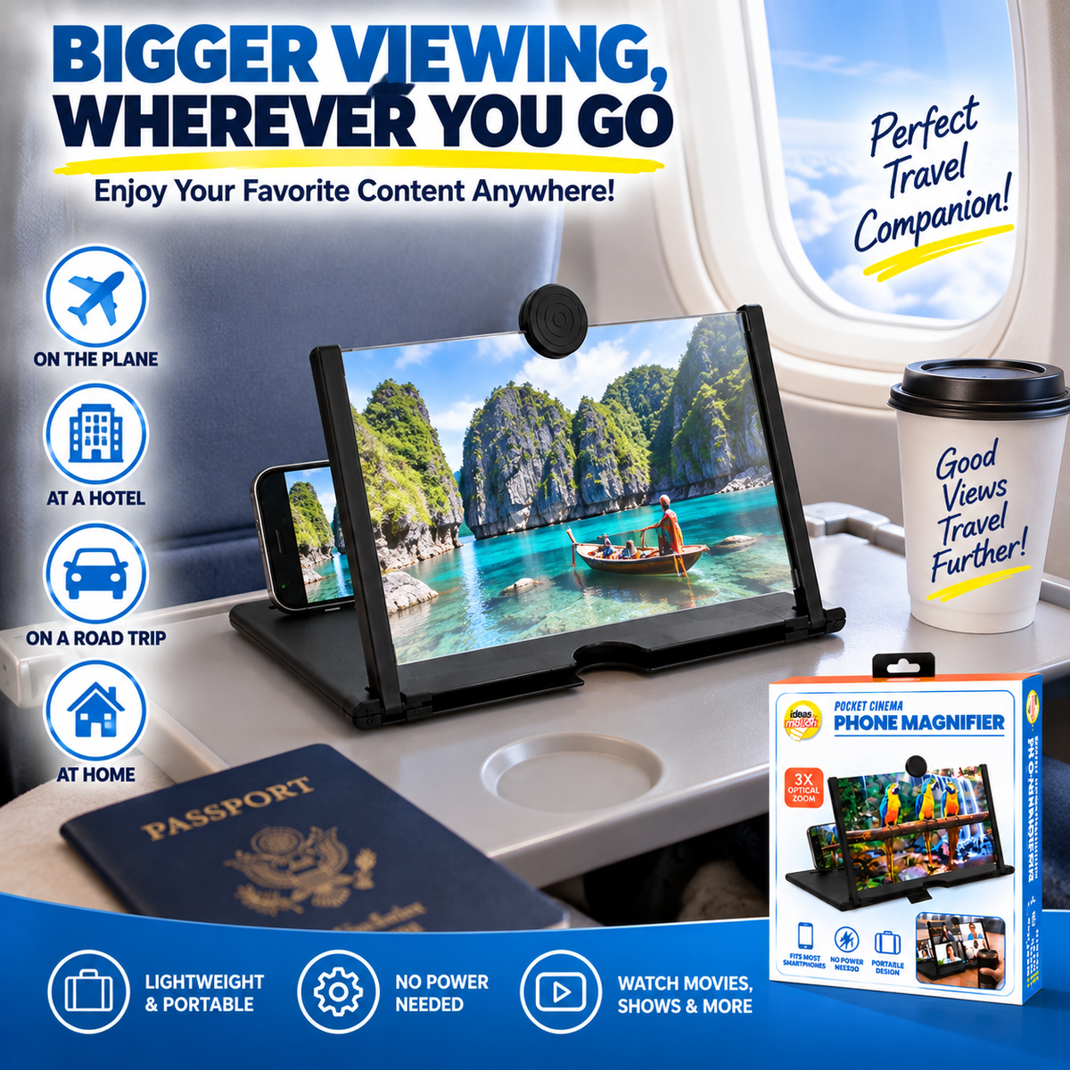 Foldable 3X Phone Screen Magnifier
